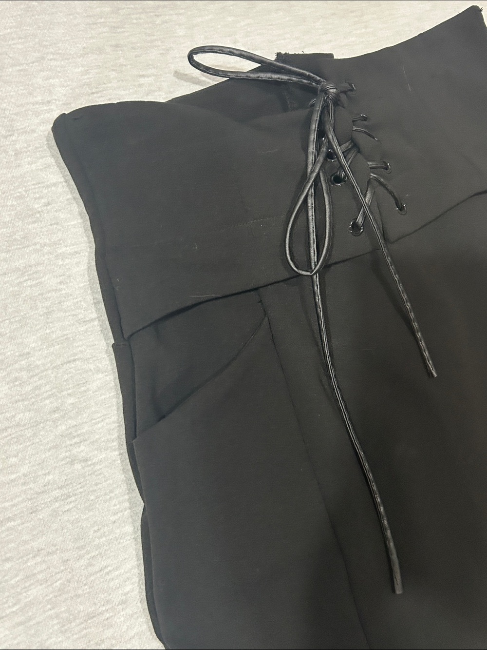 Papaya Black High-Waist Lace-Up Pencil Skirt Sz S - Picture 4 of 7